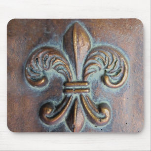 Fleur De Lis, Åldras Copper-look tryckt Musmatta