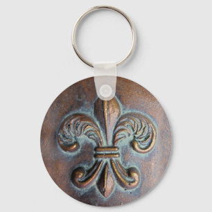 Fleur De Lis, Åldras Copper-look tryckt Nyckelring