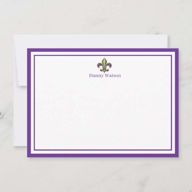 Fleur De Lis Anpassat Namn Brevkort Anteckningskort (Framsida)