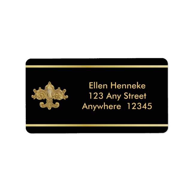 Fleur De Lis Antique Guld Adressetikett (Framsidan)
