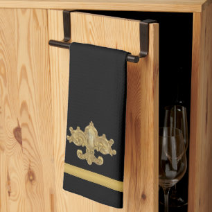 Fleur de Lis Antique Köksduk i Guld Kökshandduk