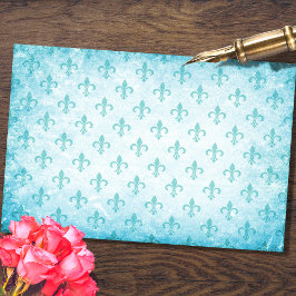 Fleur De Lis Aqua Decoupage Papper