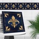 Fleur-De-Lis - Art Deco - Blue och Guld<br><div class="desc">Fleur-De-Lis - Art Deco - Blue och Guld</div>
