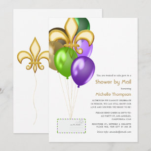Fleur de Lis Balloon Baby eller Möhippa by Mail Inbjudningar