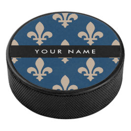 Fleur de Lis, Beige on Navy Blue, Royal, Your Name