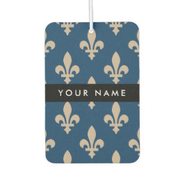 Fleur de Lis, Beige on Navy Blue, Royal, Your Name