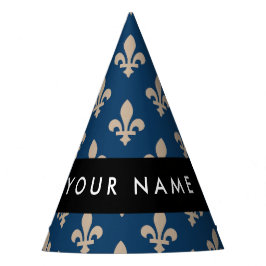 Fleur de Lis, Beige on Navy Blue, Royal, Your Name