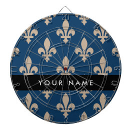 Fleur de Lis, Beige on Navy Blue, Royal, Your Name Darttavla