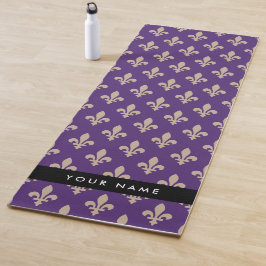 Fleur de Lis, Beige on Purple, Royal, Your Name