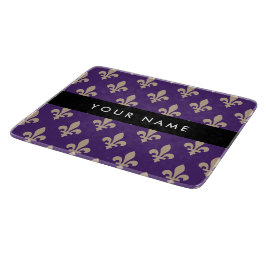 Fleur de Lis, Beige on Purple, Royal, Your Name