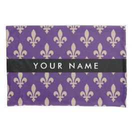 Fleur de Lis, Beige on Purple, Royal, Your Name