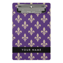 Fleur de Lis, Beige on Purple, Royal, Your Name