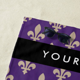 Fleur de Lis, Beige on Purple, Royal, Your Name