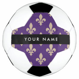 Fleur de Lis, Beige on Purple, Royal, Your Name