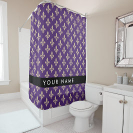 Fleur de Lis, Beige on Purple, Royal, Your Name