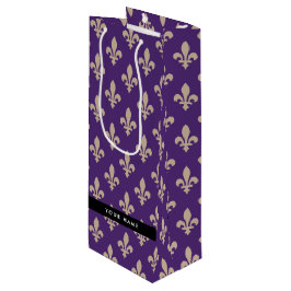 Fleur de Lis, Beige on Purple, Royal, Your Name