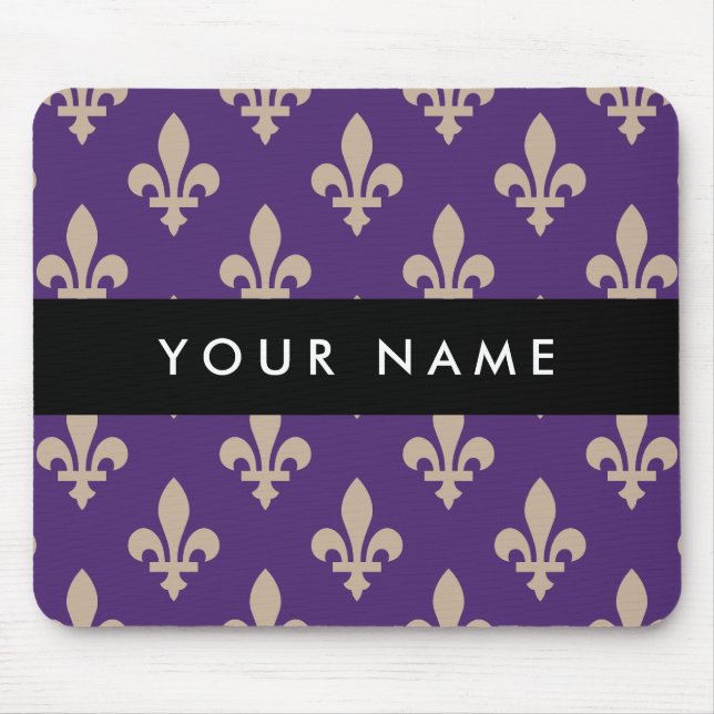 Fleur de Lis, Beige on Purple, Royal, Your Name Musmatta (Framsidan)