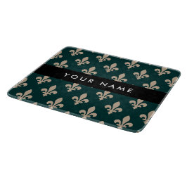 Fleur de Lis, Beige på Grön, Kunglig, Ditt Namn