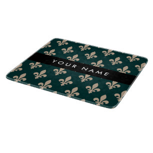 Fleur de Lis, Beige på Grön, Kunglig, Ditt Namn
