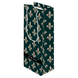 Fleur de Lis, Beige på Grön, Kunglig, Ditt Namn