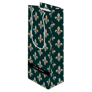 Fleur de Lis, Beige på Grön, Kunglig, Ditt Namn