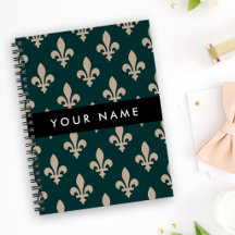 Fleur de Lis, Beige på Grön, Kunglig, Ditt Namn