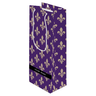 Fleur de Lis, Beige på Lila, Kunglig, Ditt Namn