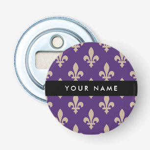 Fleur de Lis, Beige på Lila, Kunglig, Ditt Namn Flasköppnare
