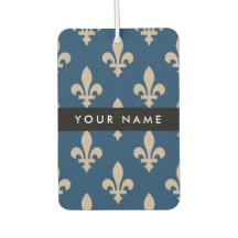 Fleur de Lis, Beige på marinblå, Kunglig, Ditt Nam