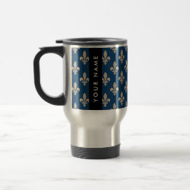 Fleur de Lis, Beige på Navy Blue, Kunglig, Ditt Na Resemugg