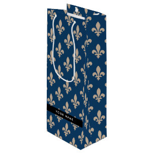 Fleur de Lis, Beige på Navy Blue, Royal, Ditt Namn