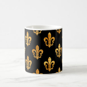 Fleur de Lis/black/guld/DIYbackground Kaffemugg