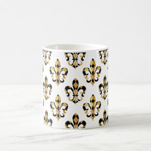 Fleur de Lis/black/guld/DIYfont Kaffemugg