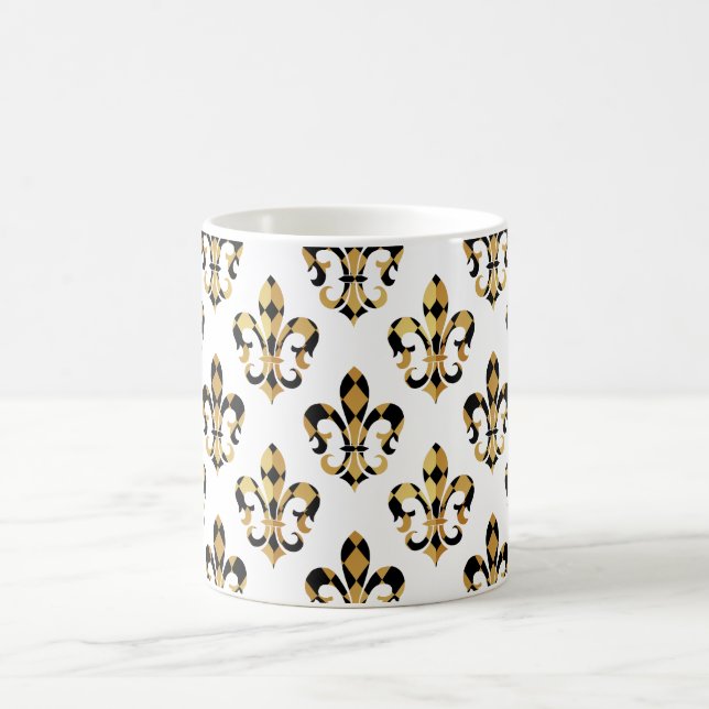 Fleur de Lis/black/guld/DIYfont Kaffemugg (Center)