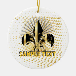 Fleur de Lis/black + guld Julgransprydnad Keramik