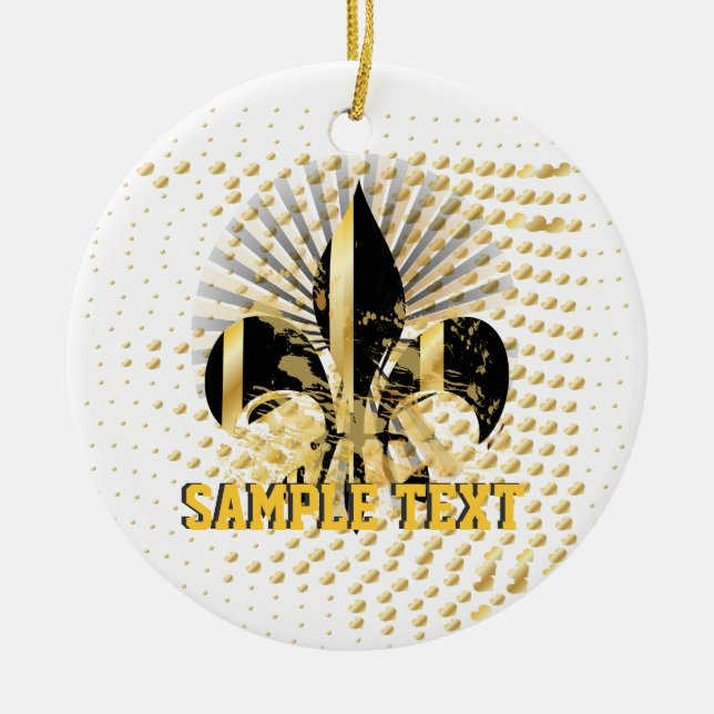 Fleur de Lis/black + guld Julgransprydnad Keramik (Framsidan)