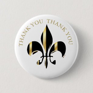 Fleur de Lis/black + guld Knapp