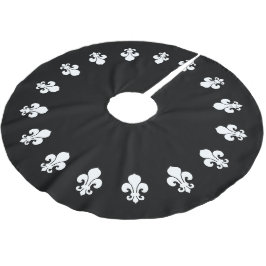 Fleur De Lis Black Julgransmatta Borstad Polyester