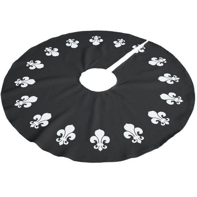 Fleur De Lis Black Julgransmatta Borstad Polyester (Vinklad)