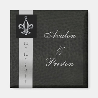 Fleur De Lis Black Leather Spara datum magneter