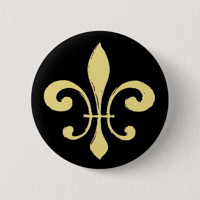 Fleur De Lis, Black och Guld Knapp (Framsida)