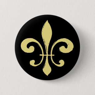 Fleur De Lis, Black och Guld Knapp