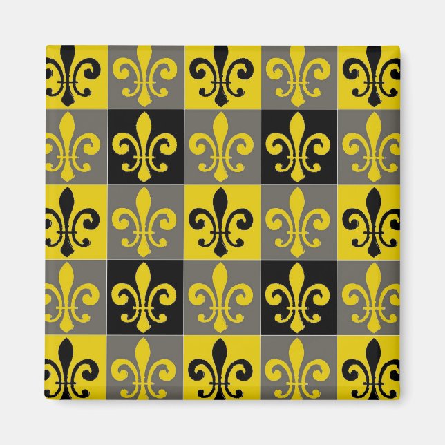 Fleur De Lis Black och Guld Tiles Magnet (Framsidan)