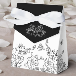 Fleur de lis black och white bröllop presentaskar