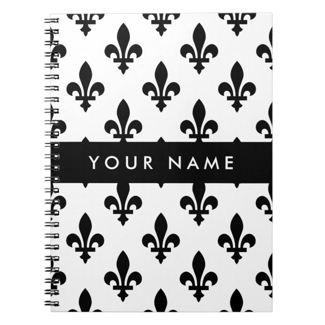 Fleur de Lis, Black on White, Black, Your Name Anteckningsbok (Framsidan)