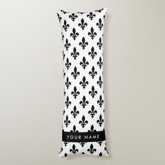Fleur de Lis, Black on White, Black, Your Name Kroppskudde (Baksidan (Vertikal))