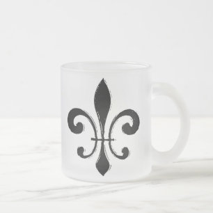 Fleur De Lis, Black Washout Frostad Glasmugg