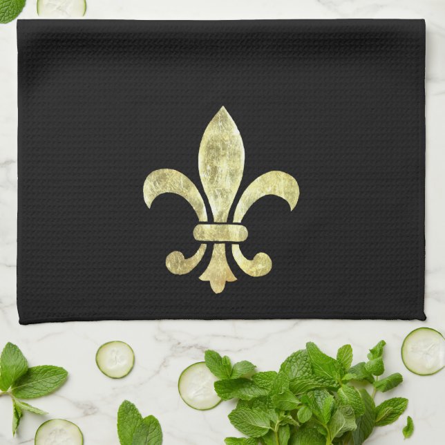 Fleur de Lis bladguld Kökshandduk (Vikta)