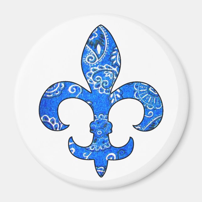 Fleur de lis Blue Bandana Magnet (Framsidan)