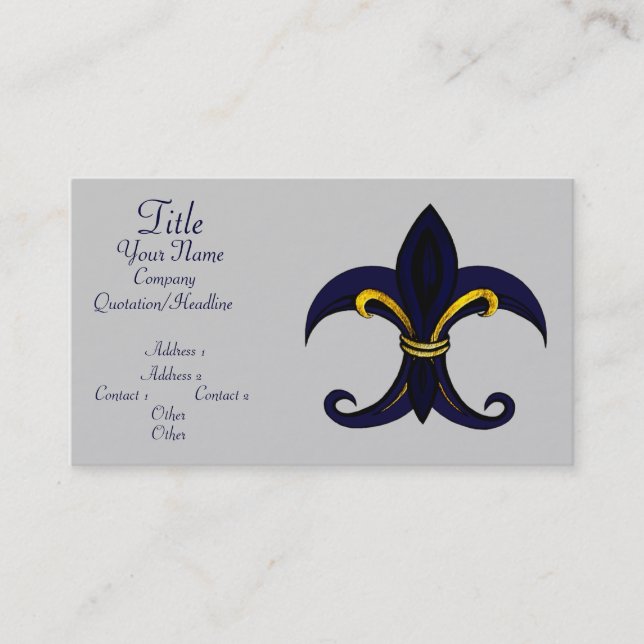 Fleur de lis blue/guld visitkort (Framsida)